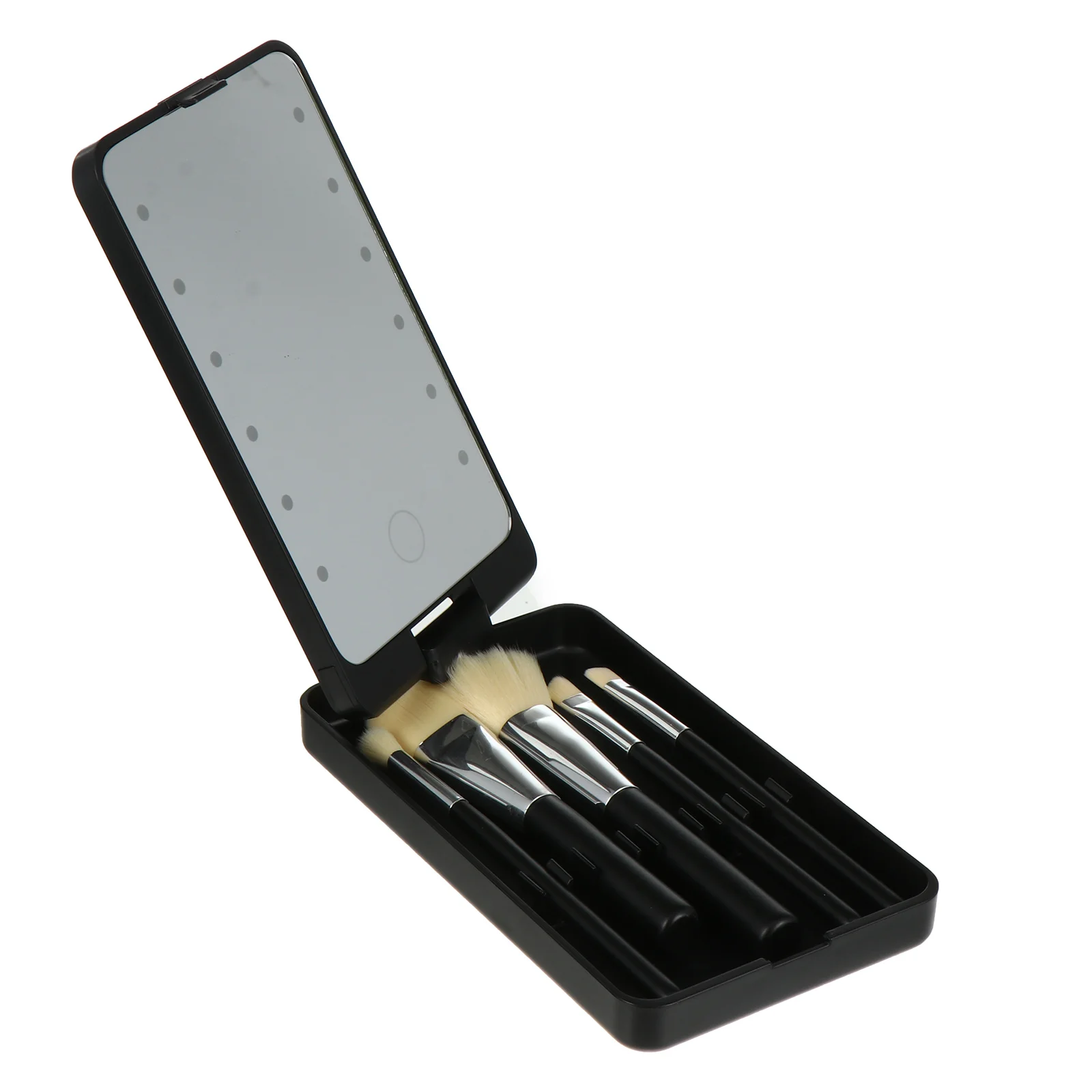 

Folding Makeup Mirror Mini with Brush Travel LED Vanity Magnifying Glasses Small Light Abs Beauty