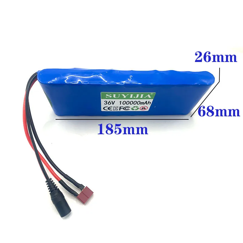 18650 10S1P 36V 100Ah Battery Pack Rechargeable Li-ion Battery Actual Capacity Electric Bicycle Scooter with BMS Backup Battery