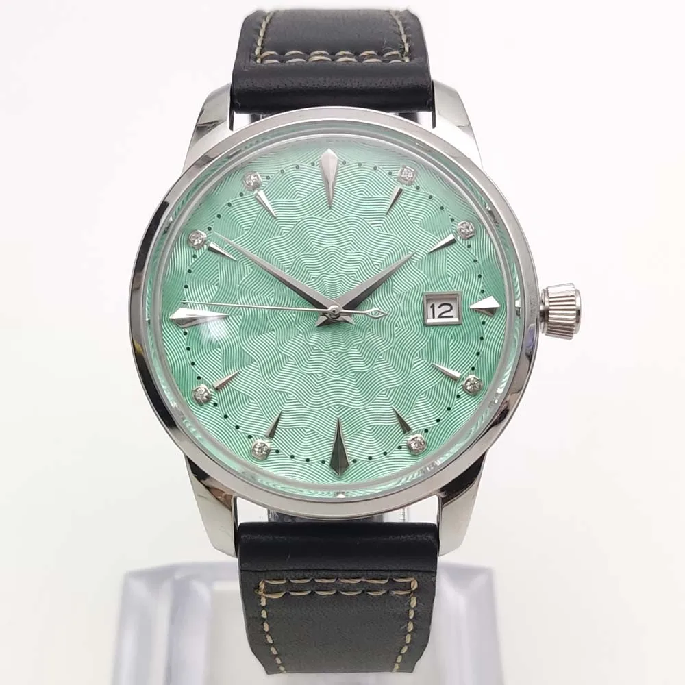 Reloj mecánico automático retro para hombre de 40 mm, 7 colores de esfera estéril, vidrio acrílico, correa de cuero, reloj para hombre