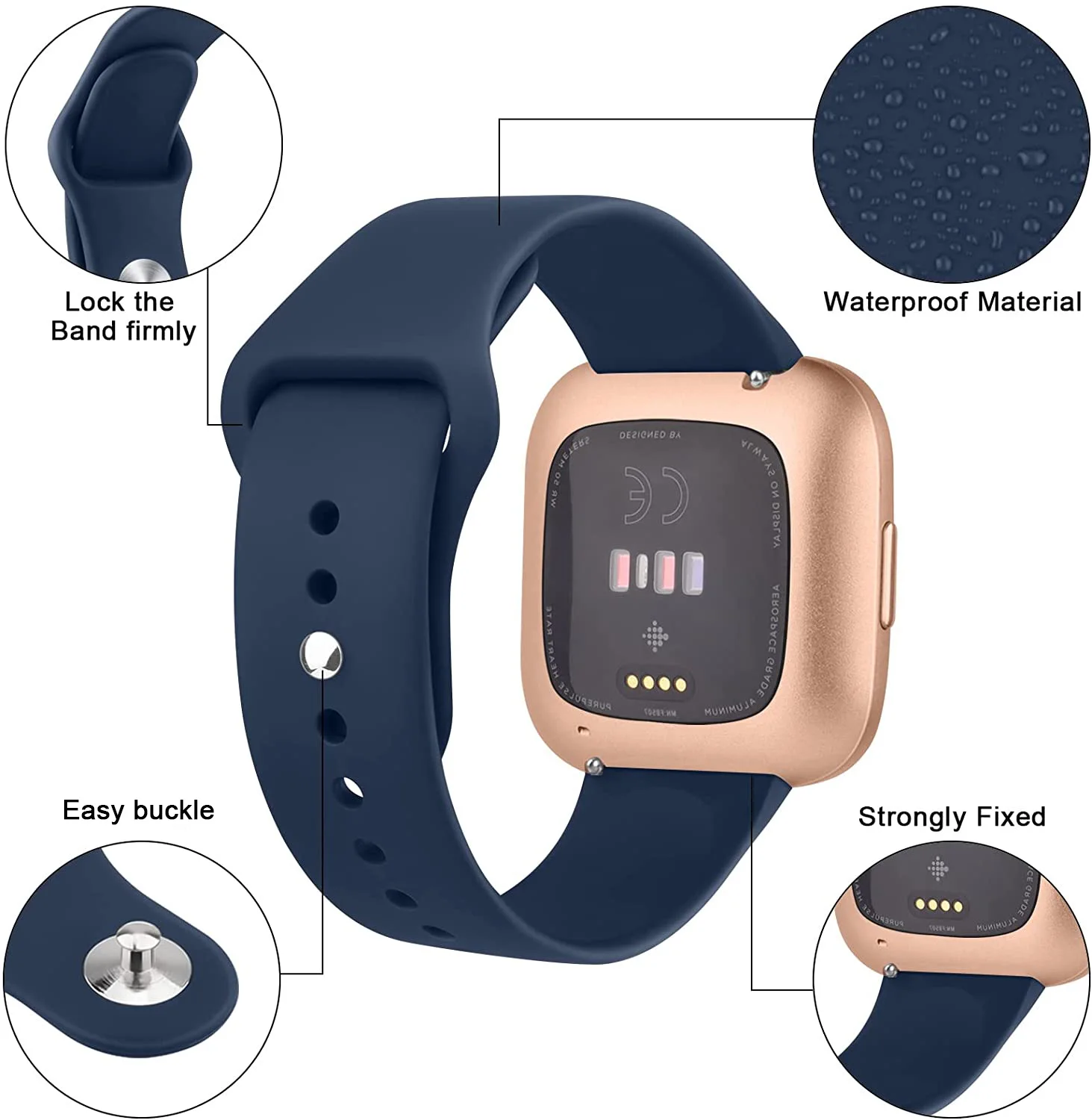 Watch Straps for Fitbit Versa 2 /Fitbit Versa /Versa Lite/Versa Special Edition,Silicone Watch Band for Fitbit Versa Smart Watch