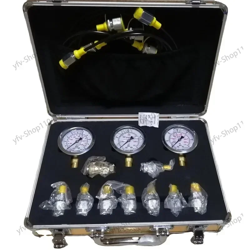 Excavator Part Hydraulic Pressure Test Kit 3 Gauges for Excavators Pressure Gauge Diagnostic Tools