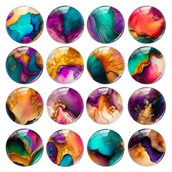 Handmade Watercolor Green Purple Yellow Photo Glass Cabochon Charms Demo Flat Back Cameo For Diy Jewelry Making Accessories