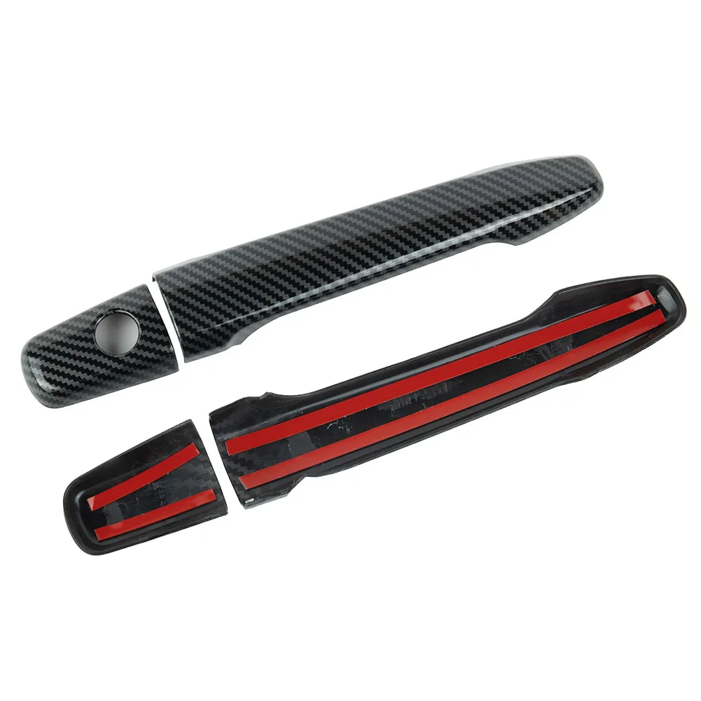 Carbon Fiber Style Door Handle Cover For Mitsubishi For Lancer EX For Evolution X For Evo 2008-2017 Left Side Keyhole ABS Trim D