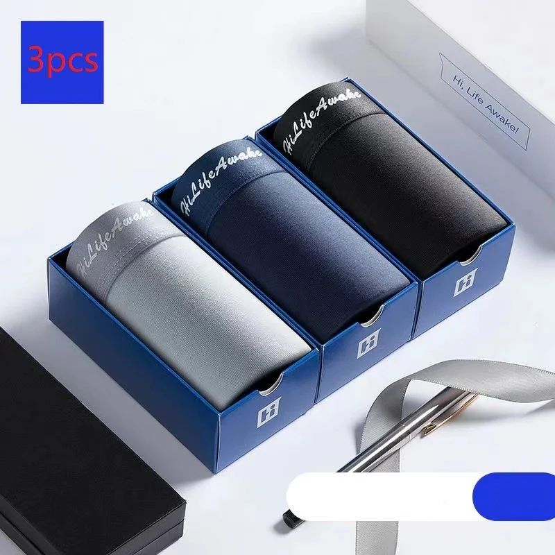 

Pure 3pcs/Lot Cotton Men's Underwear Breathable Antibacterial Boxer Shorts High Quality Elastic Household Boxer Pants