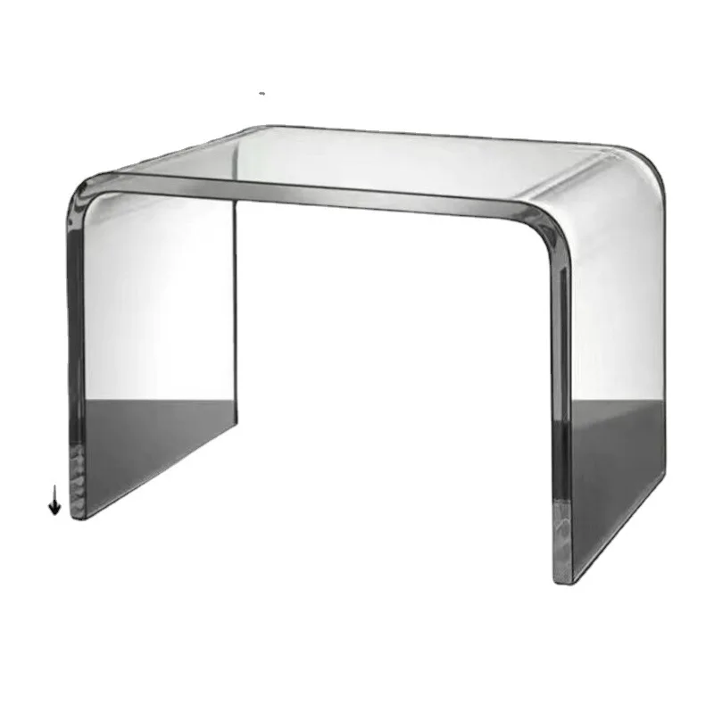 Mesa de vidrio transparente acrílico para sala de estar, sofá lateral pequeño, mesa de centro, sofá familiar, taburete para cambiar zapatos, taburete para inodoro