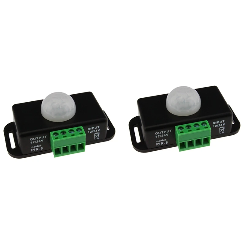 2X DC 12V 24V สวิตช์8A ปรับเซ็นเซอร์ตรวจจับการเคลื่อนไหว PIR แบบอัตโนมัติเครื่องตรวจจับอินฟราเรดโมดูลสวิตช์ไฟสำหรับไฟแถบไฟ LED