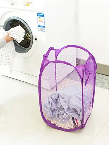Foldable Hand-Held Laundry Basket Dirty Clothes Storage Grid Basket Household Organizer for Clothes Home Storage Toy Basket