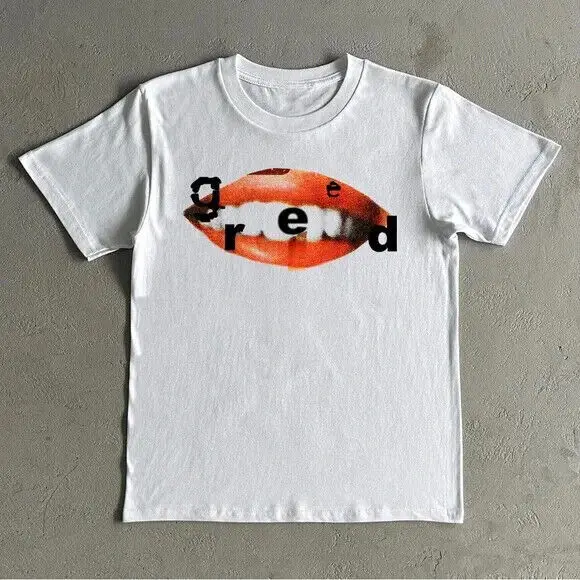 Greed Graphic T-Shirt White Short Sleeve Tee