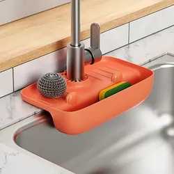 Lavello in Silicone per uso domestico scolapiatti rubinetto a prova di schizzi scolapiatti per raccolta dell'acqua Pad spugna straccio scatola di immagazzinaggio Gadget in lana d'acciaio