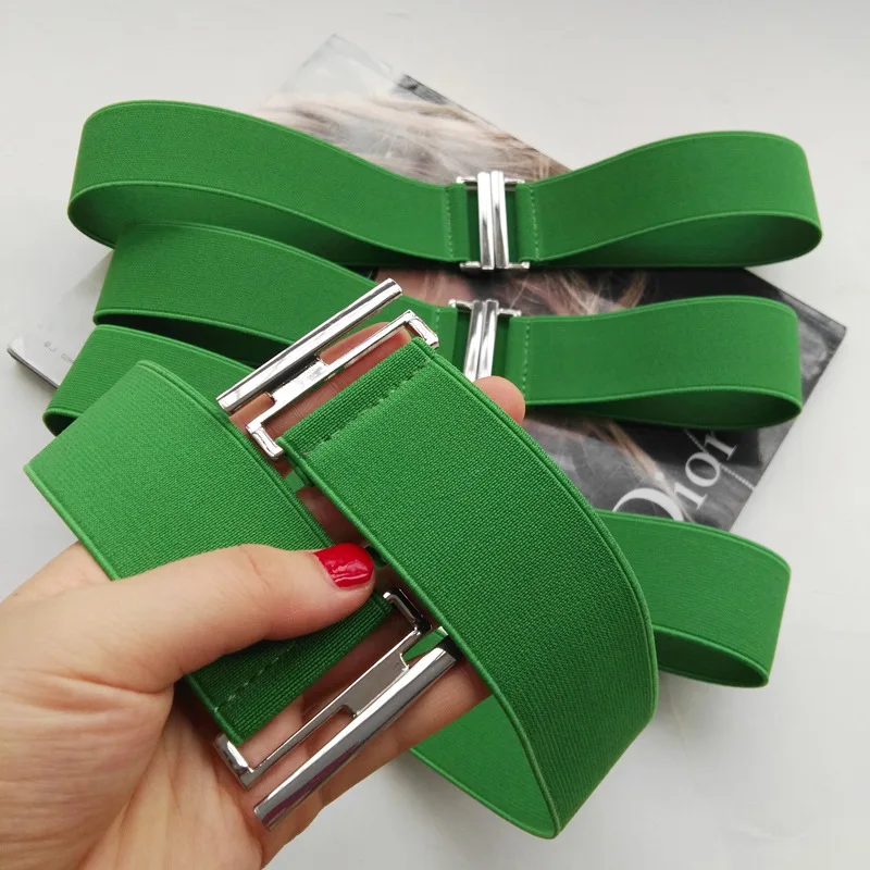 

Spring And Autumn New Emerald Green Elastic Waistband Women's Wide Simple Versatile Skirt Decoration Waist Seal Jeans Thin Belt