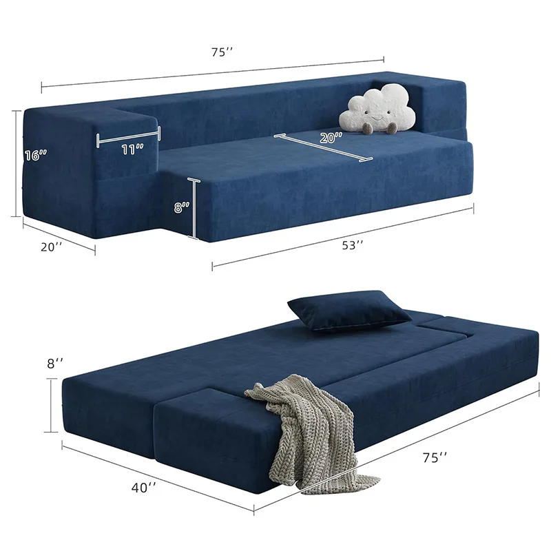 

Living room folding sofa bed crystal velvet high rebound sponge simple multi-functional integrated dual-purpose sofa bed