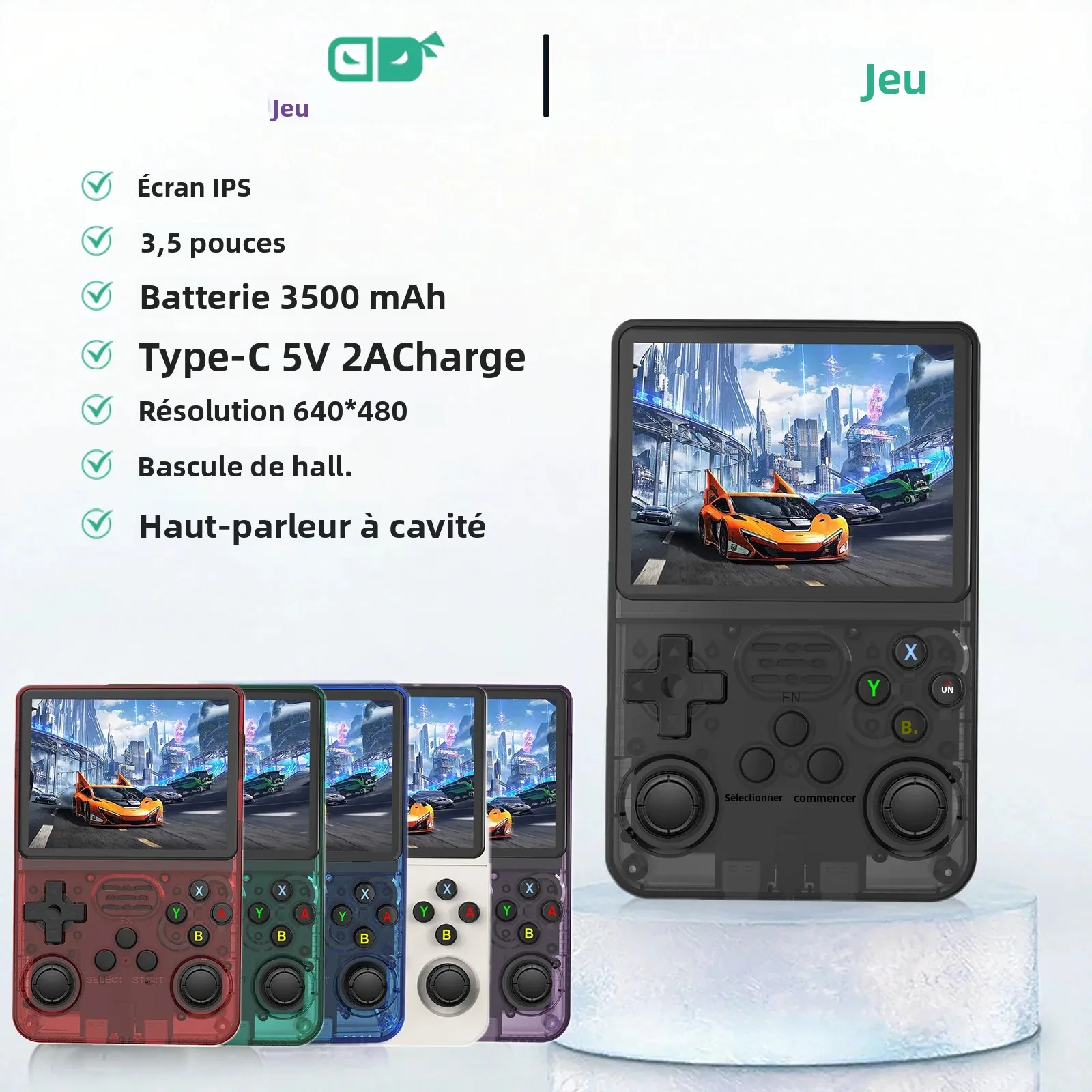 GAMINJA R36S Console de jeu Portable 3.5 pouces IPS 640x480 écran intégré 64GB de mémoire jeux classiques Console de jeu Portable