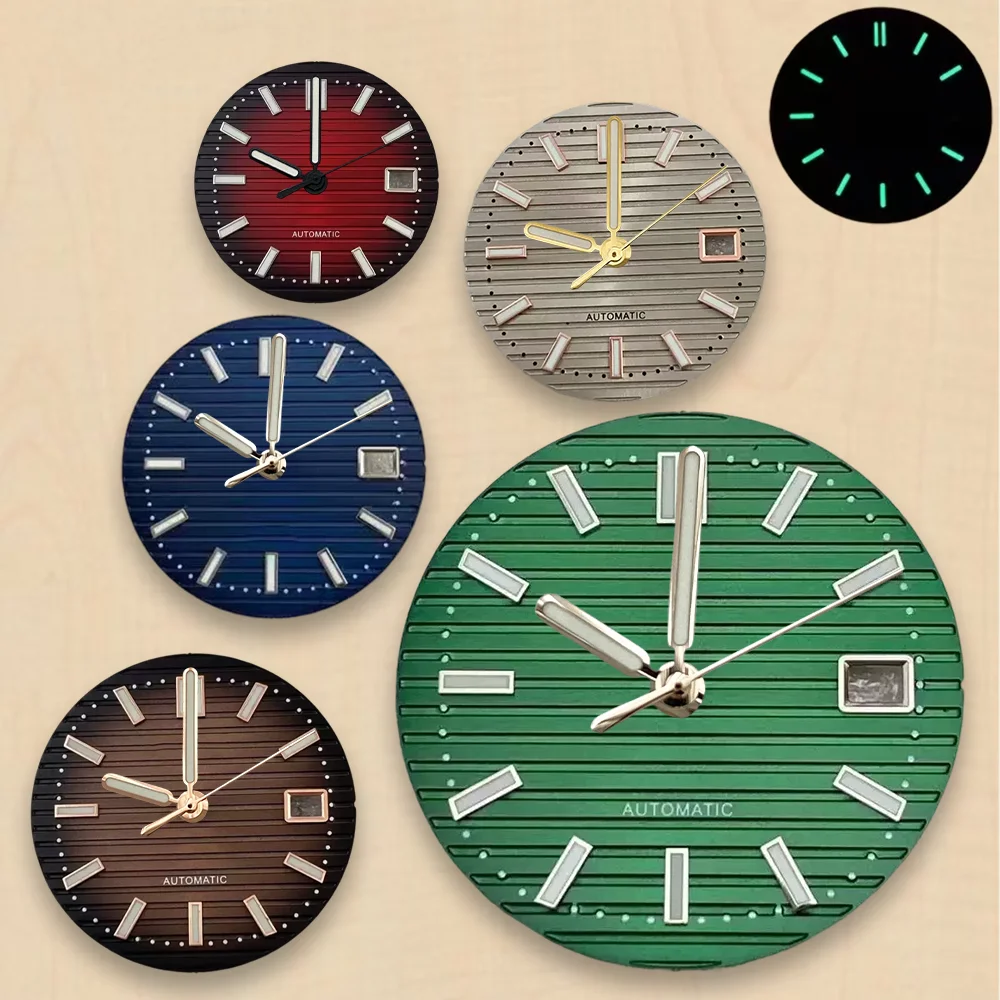 Black-blue dial Stripe Dial 30.5mm S Dial Fit NH35 Japanese Movement Green Luminous 30.5MM Watch Modification Accessories