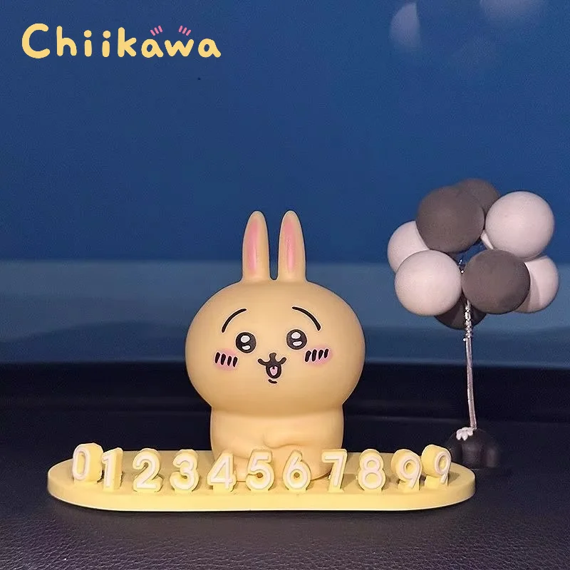 New Chiikawa Parking Number Plate Silicone Adhesive Flippable Temporary Parking Phone Number Card Car Dashboard Decor Ornament