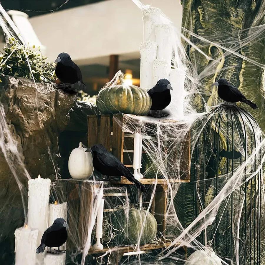 Halloween Decorations Black Crow, Simulation Fake Raven Bird Props, Halloween Haunted House Garden Outdoor Yard Decorations