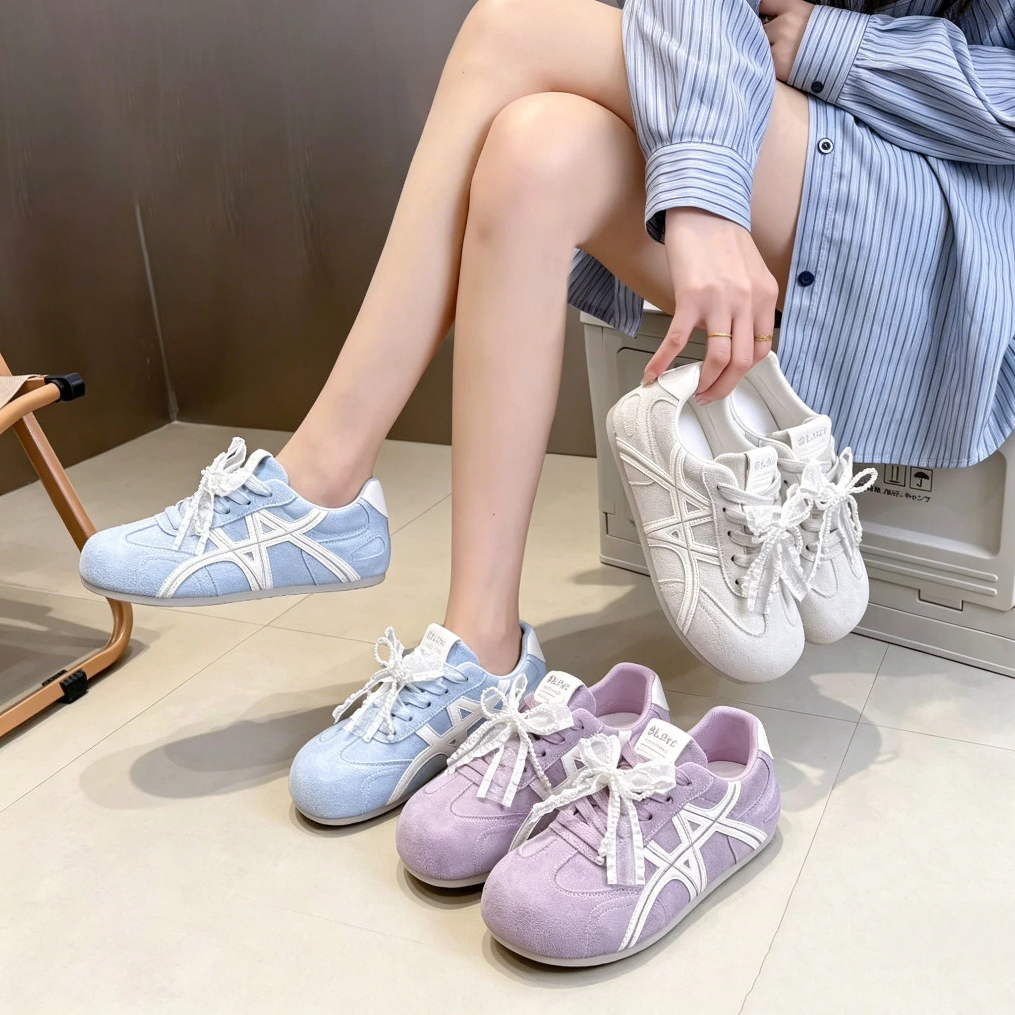 

Women's Retro Flat Sneakers Cross Strap Casual Shoes 2026 Summer Breathable Low Top Lace-Up Running Shoes 35-40 Soft Comfy Light