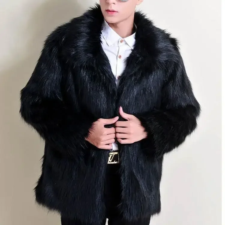 2024 Autumn Winter New Men\'s Jacket Korean Short Fur Coat Solid Color Fox Hair Imitation  Large Plush Leather  A216