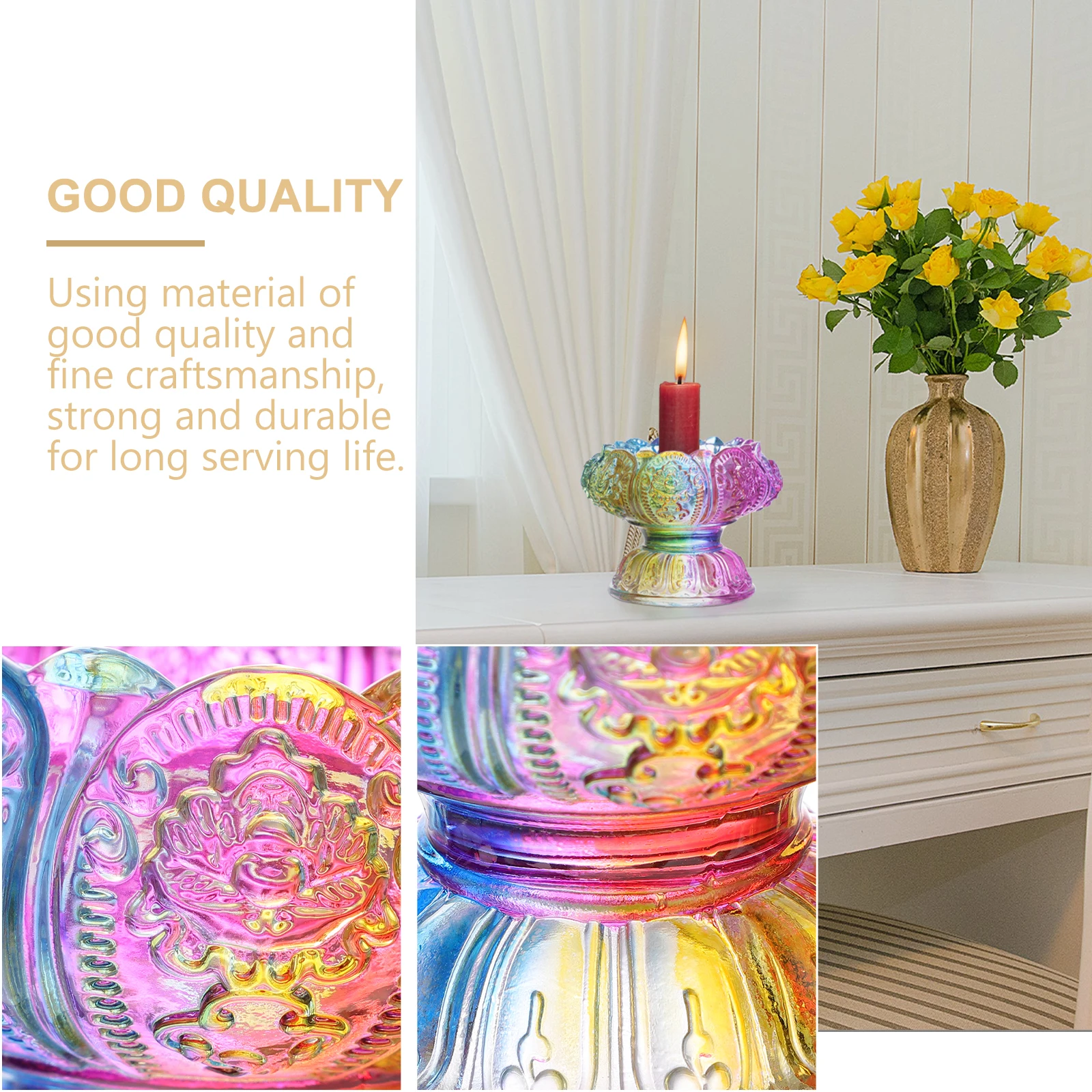 

2Pcs High Quality Butter Light Candlestick Long Lasting for Indoor Outdoor Decorations Butter Lamp Holder Lotus Holder