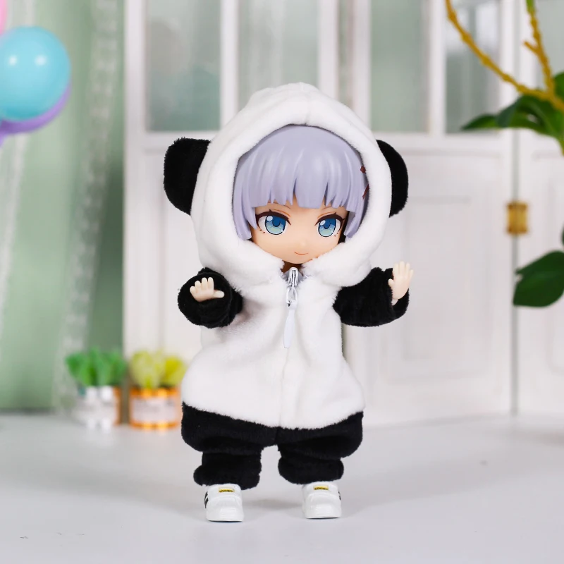 Ob11 Doll Clothes Cute Shark Panda Animal Jumpsuit Hooded Pajamas Household Clothes for Ob11,Obitsu11,GSC,1/12bjd Doll Clothes image 2