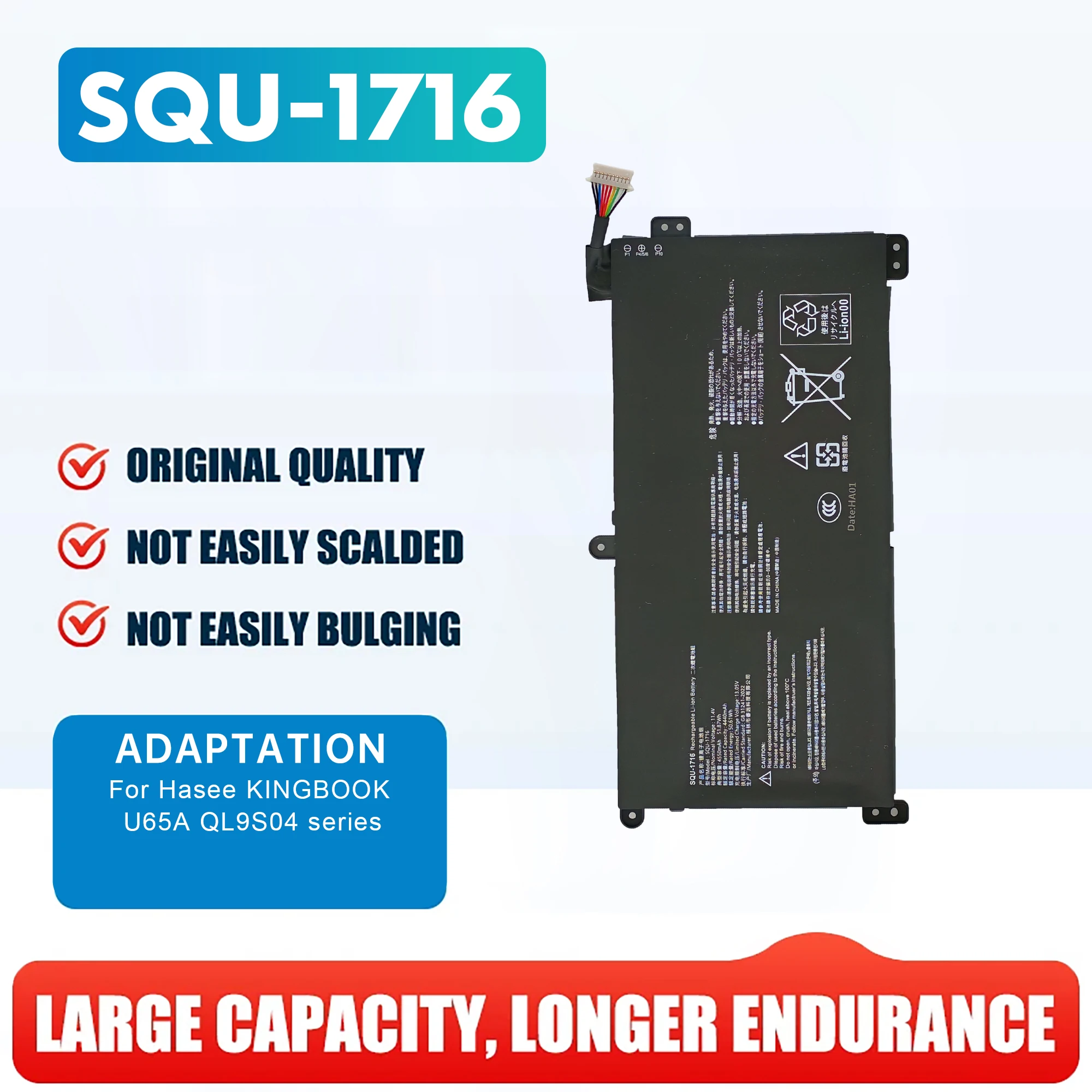 SQU-1716 for Hasee KINGBOOK U65A QL9S04 916QA107H 916QA108H Laptop Battery