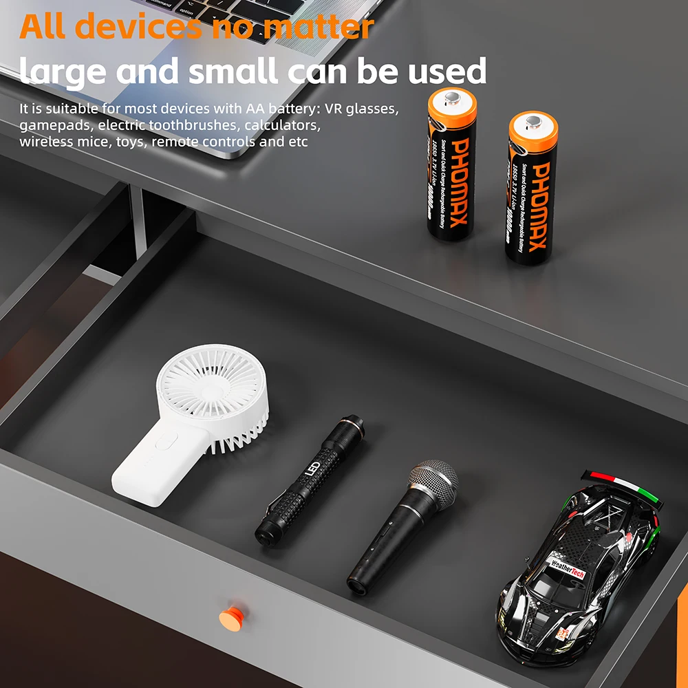 

PHOMAX 18650 10000mWh Rechargeable Battery 3.7V Lithium-ion Batteries For Pointer Doorbell Flashlight Toy Car Microphone Audio