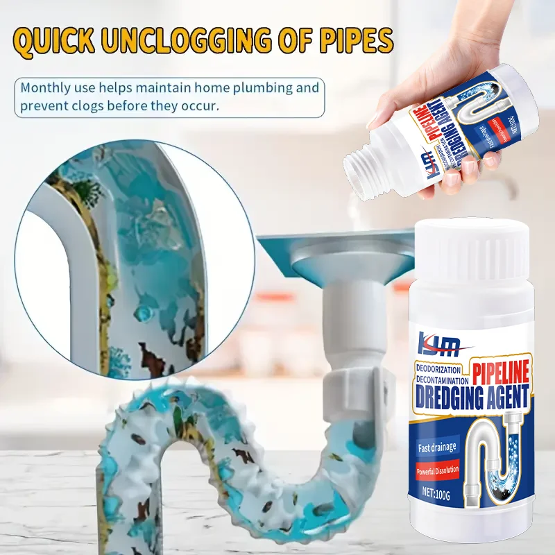 عامل تجريف الأنابيب 100 مل - فتح سريع، القضاء على الرائحة، تذويب الشحوم، آمن للمصارف والأنابيب، بيئيًا