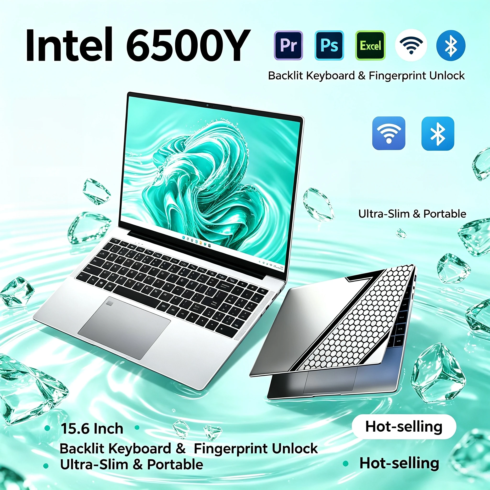 Intel Core 6500Y 15.6 Inch Ultra Slim Laptop 2C 4T 3.4GHz Turbo 16GB RAM 2TB SSD Fingerprint Backlit Keyboard High Performance