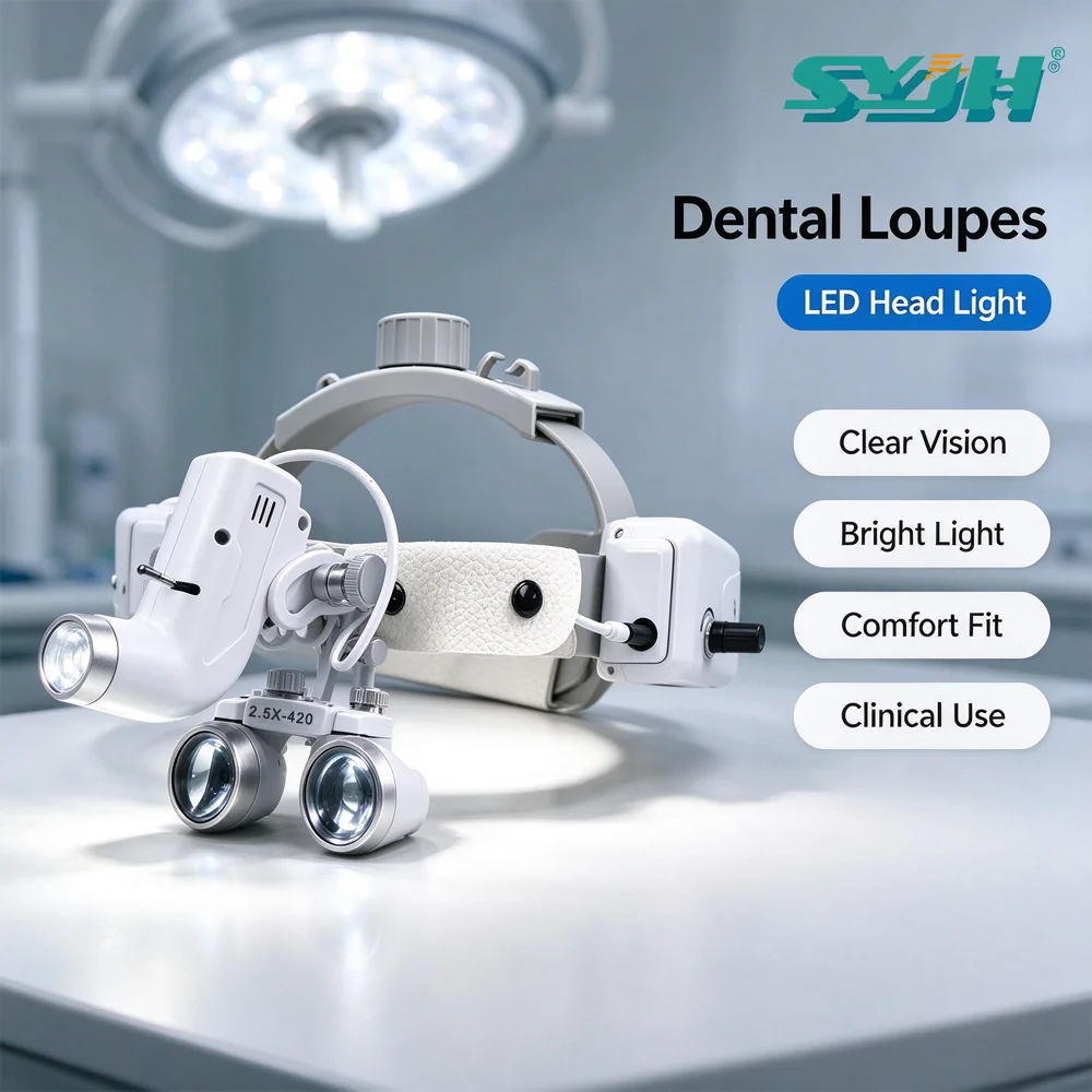 5W Focusing Headlight with ENT Binocular Loupe Optical Surgical Type 2.5X 3.5X High Quality Magnification Medical Dental Lab