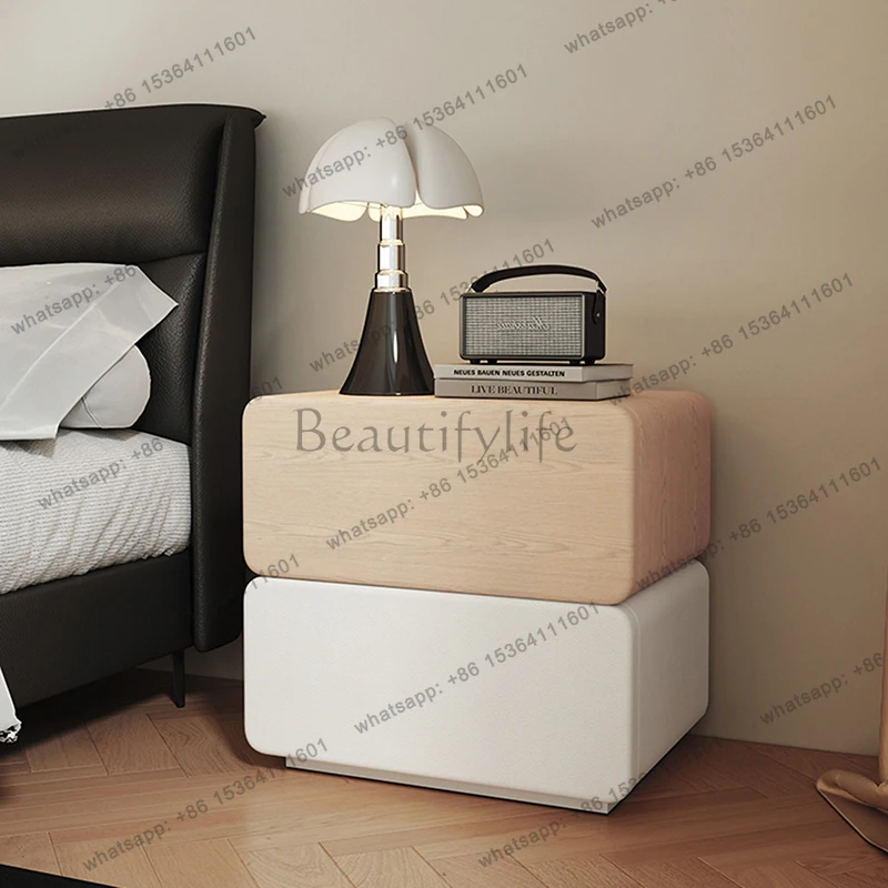 

With Drawers Bedroom Night Table Cream Style Modern Trendy Bedside Tables Design Luxury Simple Table De Chevet Home Furniture