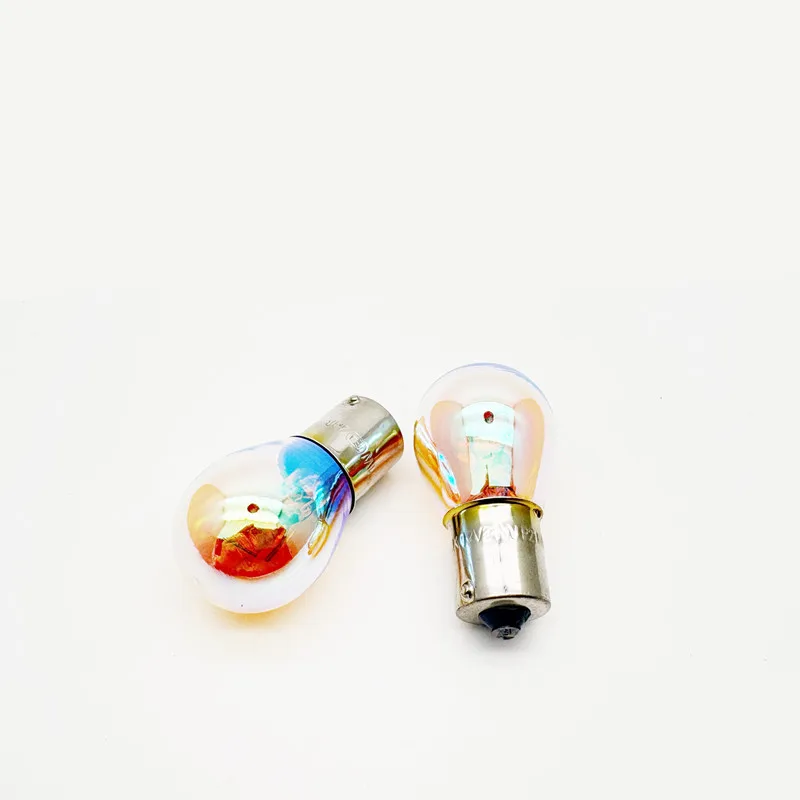2PCS P21W BA15S Car Light Bulbs Plasma Multicolored Yellow Coating Socket Filament 21W 1156 Amber Red Driving Taillights 12V