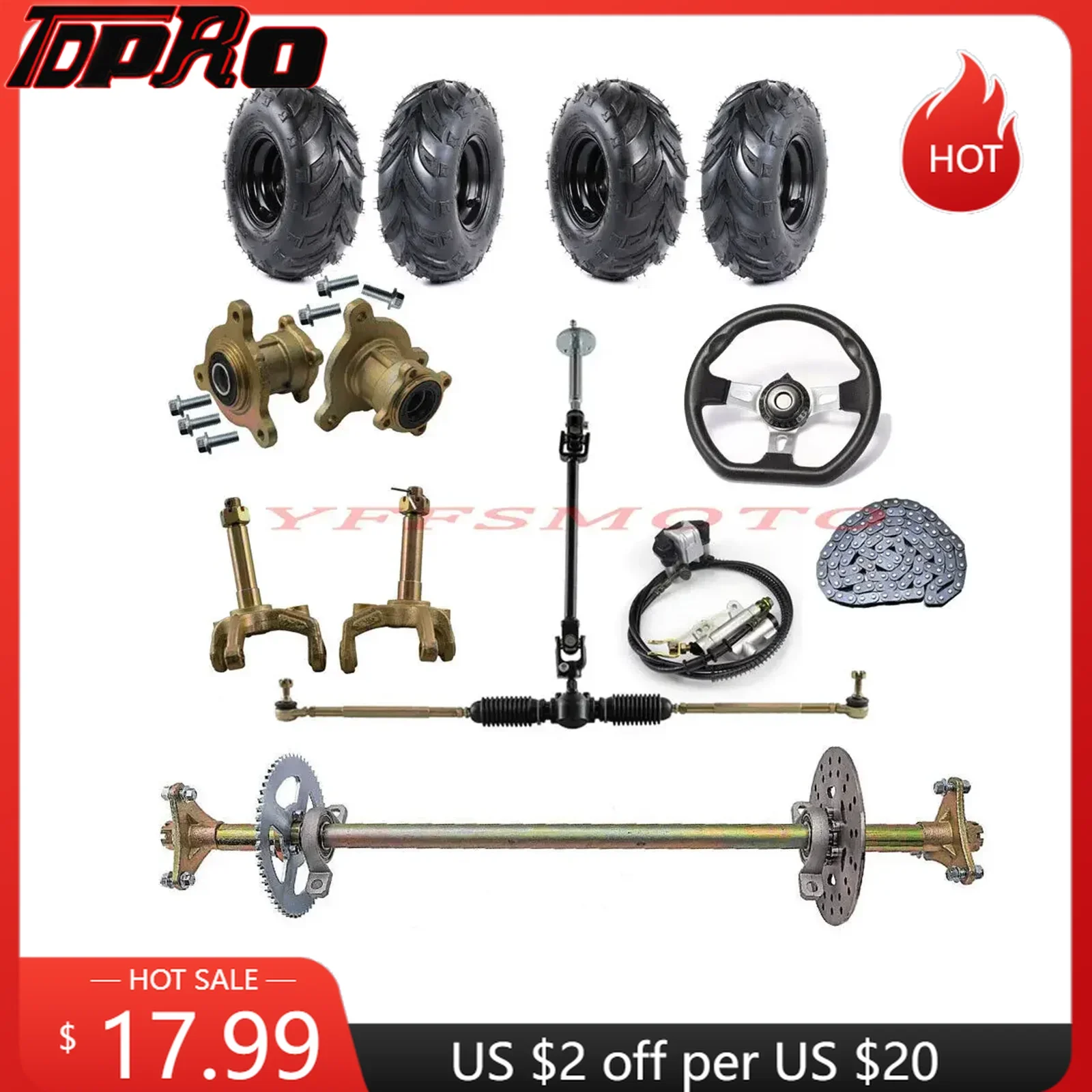 

Не всего комплект ступиц рулевых колес 6-дюймовые шины в сборе колес 740 мм комплекты заднего моста T8F-116L для гольф-кара ATV Quad Buggy