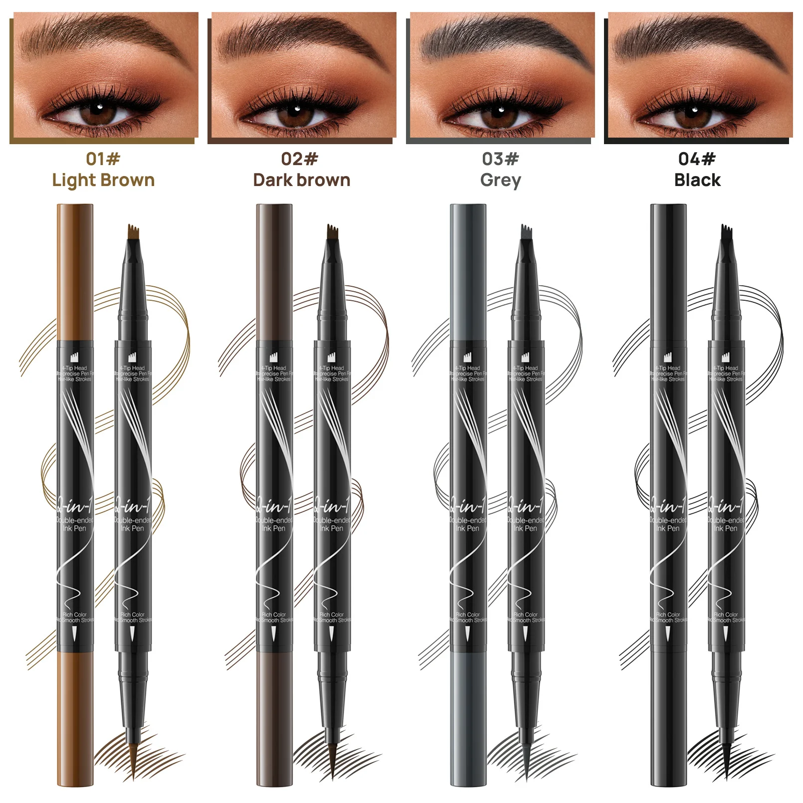 HelloKiss Four fork double head liquid eyebrow pencil 4D micro pattern waterproof quick drying non smudging eyebrow pencil