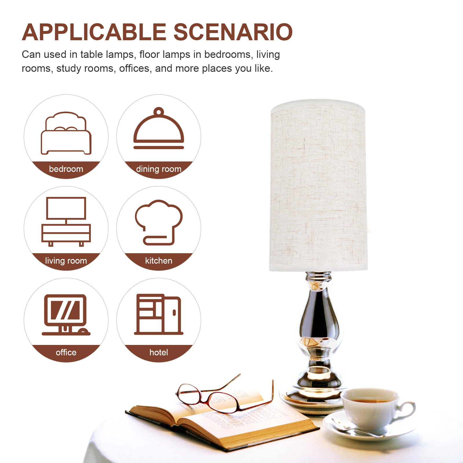 

Conical Fabric Small Replacement Drum Cylinder Cloth Light Shade for Table Floor Beige Durable Bedroom Living Room for Desk