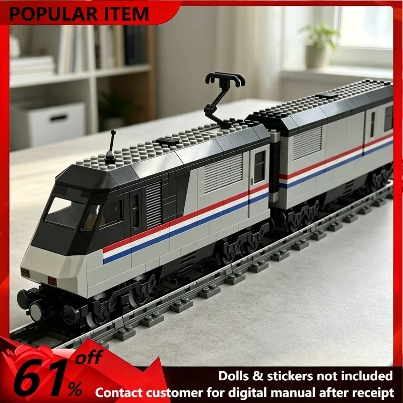 561PCS MOC Double Section Electric Locomotive Model Building Blocks Desktop Display DIY Assembly Gifts for Adults Collection