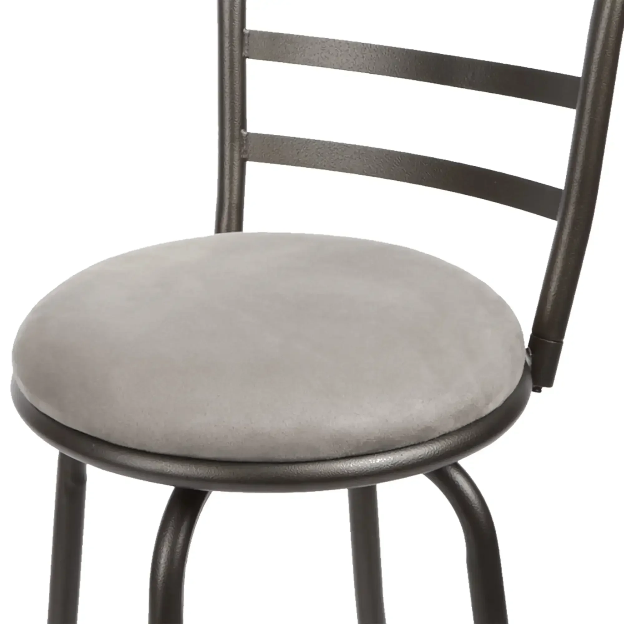 Indoor Adjustable 24" or 29" Swivel Barstool, Grey Microfiber Cushion