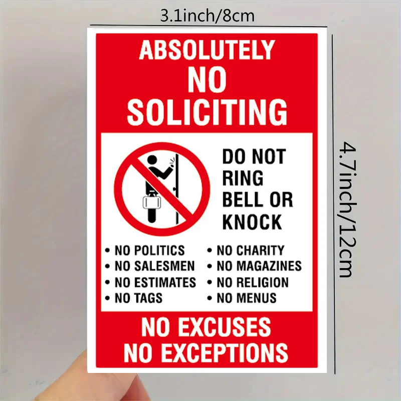 5-Piece Pack 3.1*4.7inch Do Not Knock on the Door Do Not Ring the Doorbell Warning Stickers, to Avoid Disturbance and Unwanted Knocks, Suitable for Doors, Windows, and Vehicles, Waterproof, Tear-Resistant, Easy to Remove Warning Label Stickers