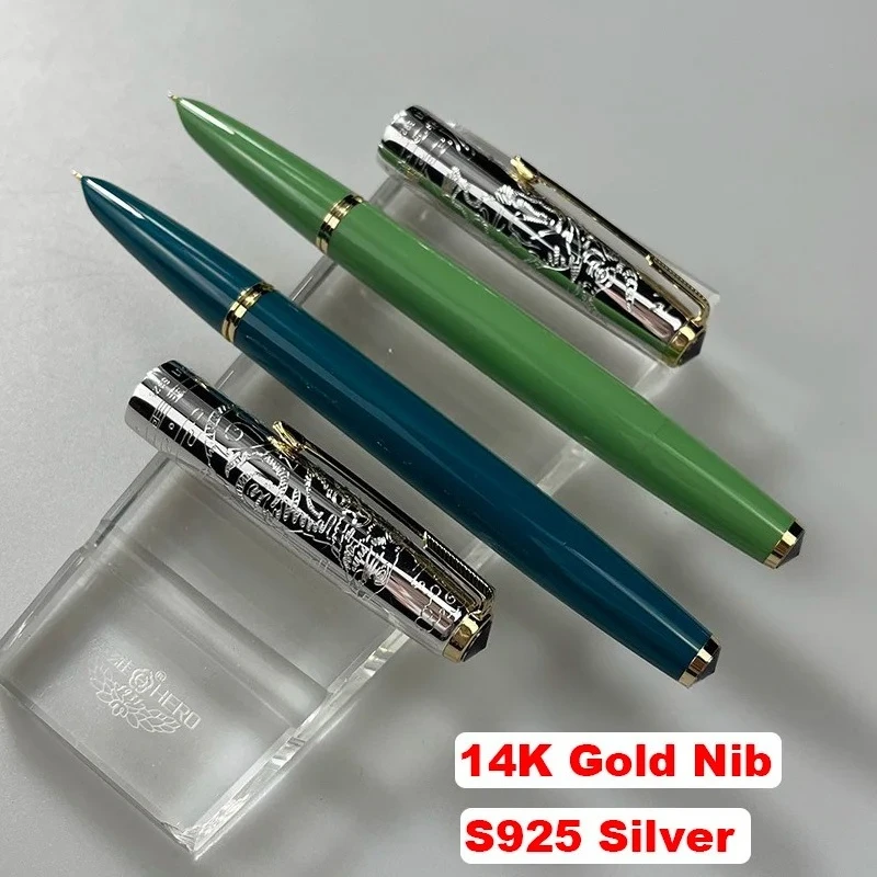

Wingsung 601 Twelve Zodiac Signs Gold Clip Piston 14k Gold Nib Fountain Pen S925 Sterling Silver Pen Cap Limited Writing Gift