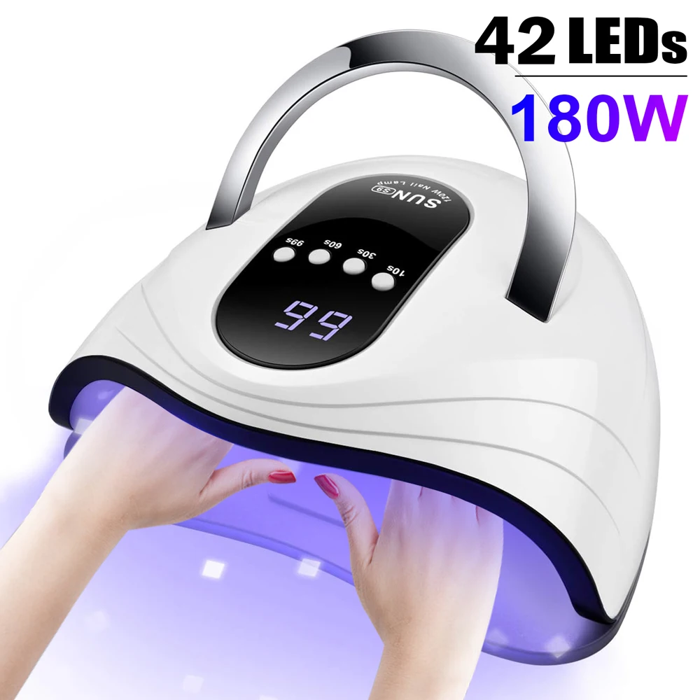 UV Gel Nail Lamp 120W LED Nail Light Fast Dryer for Gel Polish Curing with 4 Timers Portable Handle Large Space Automatic Sensor