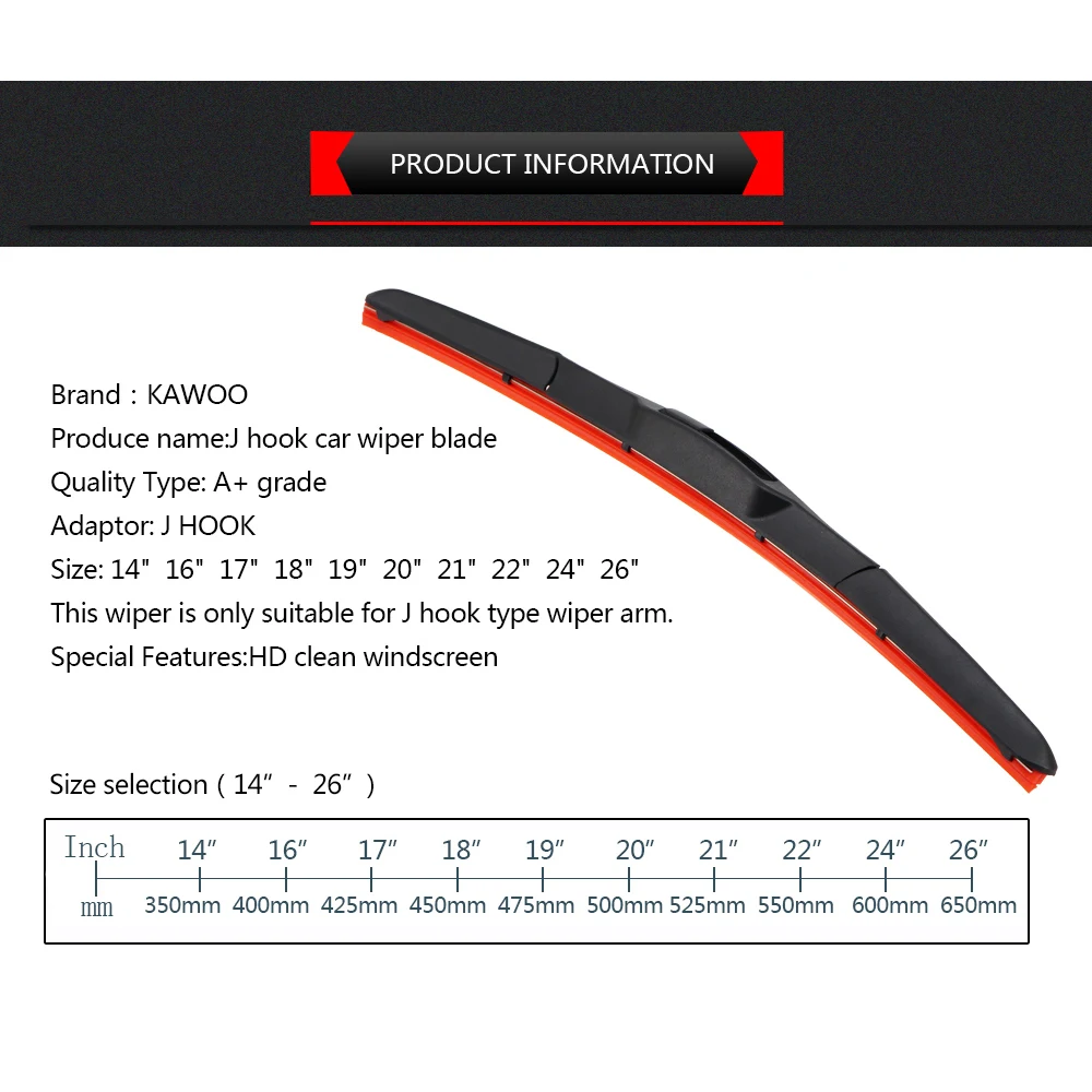 Nieuwe Rode Silicagel Auto Wisser Universal U Haak Type 14 \