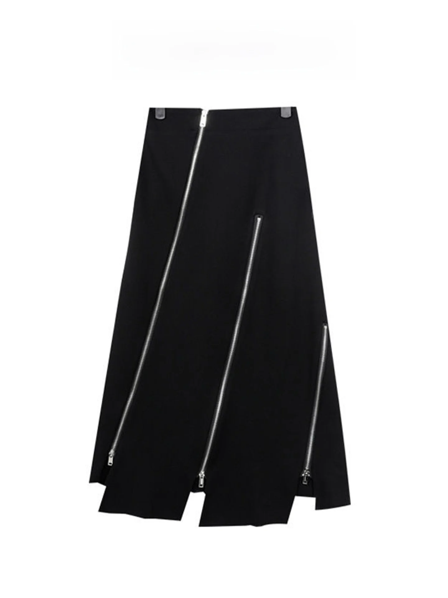 Black A-Line High-Waist Skirt Hong Kong Style Unique Design Commute Korean Version Standard Fit 2025 Autumn New Arrival