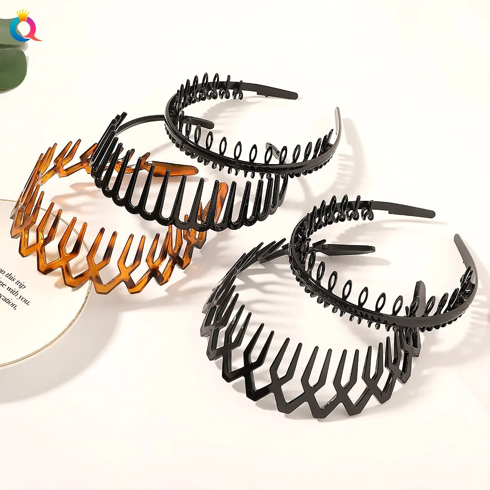 

Модные волнистые повязки на голову для женщин, однотонные зубчатые нескользящие ленты для волос для девочек, спортивные повязки для мытья лица, аксессуары для волос