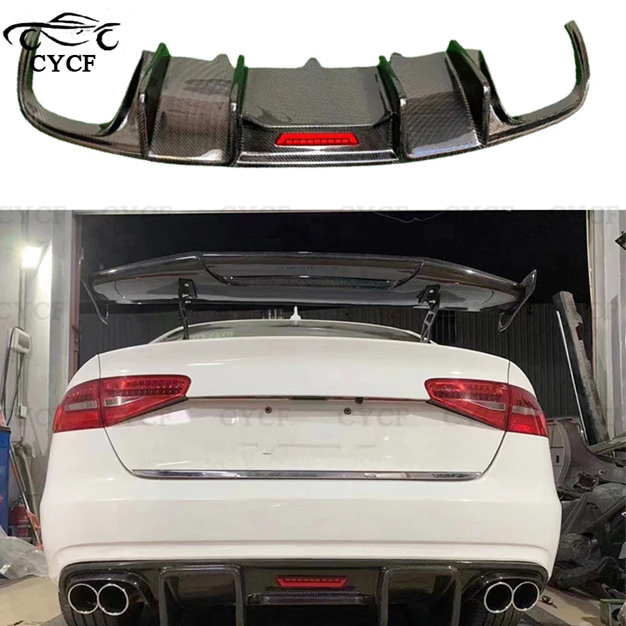 For Audi A4 S4L B8.5 2013-2016 High quality Carbon Fiber Rear Lip Diffuser Back Bumper Hugger Spoiler Small encirclement