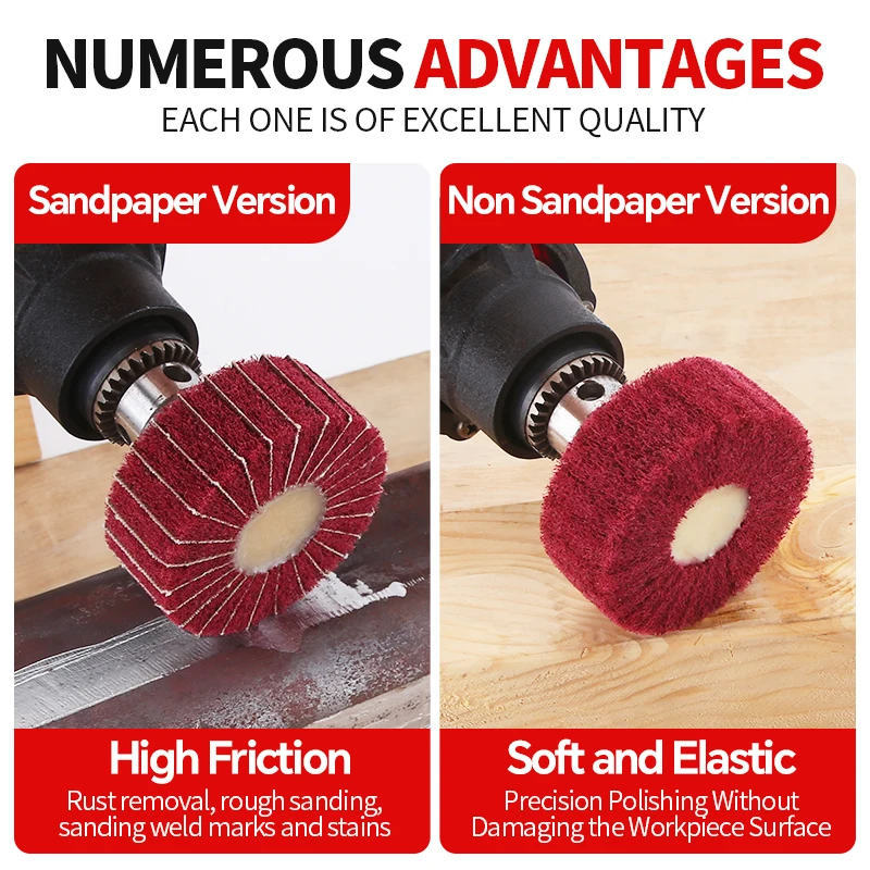 LIDIAO 6MM Shank Non-woven Flap Sanding Wheel Fiber Abrasive Scouring Pad Polishing Grinding For Metal Cleaning Head Nylon