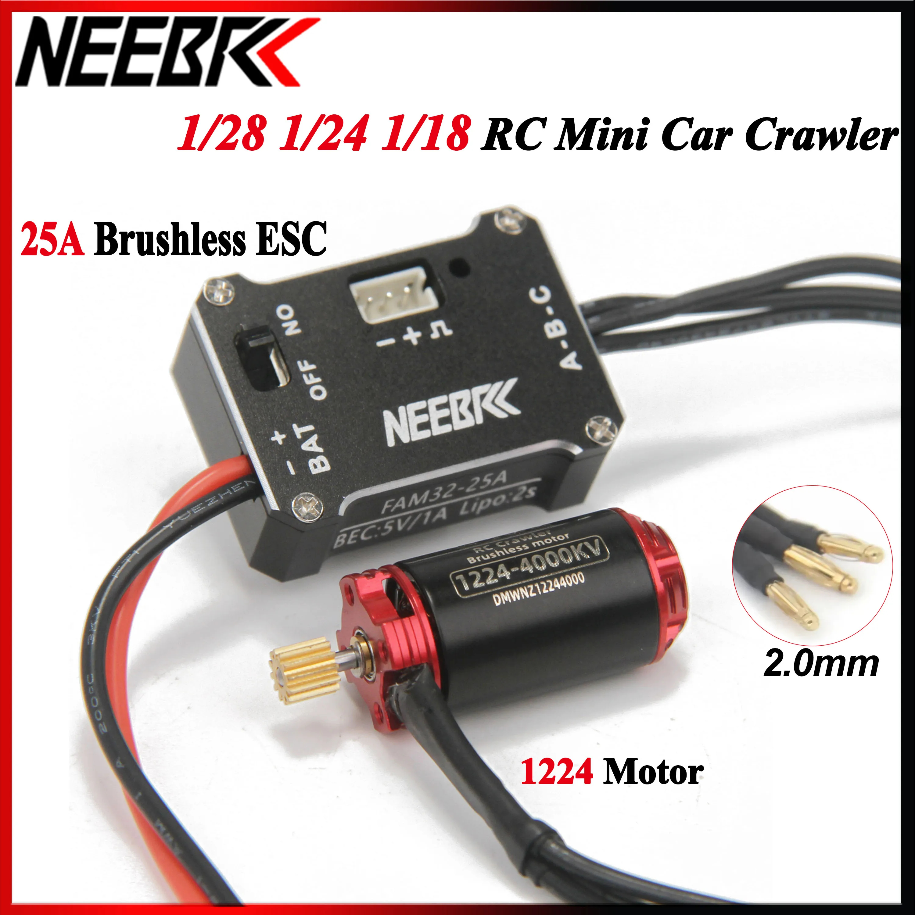 

NEEBRC 25A 2S Бесщеточный ESC 5 В/1 А BEC 1224 4000 КВ 5000 КВ Двигатель 11T Шестерня для 1/28 1/24 1/18 Внедорожный мини-автомобиль Гусеничный FMS SCX24