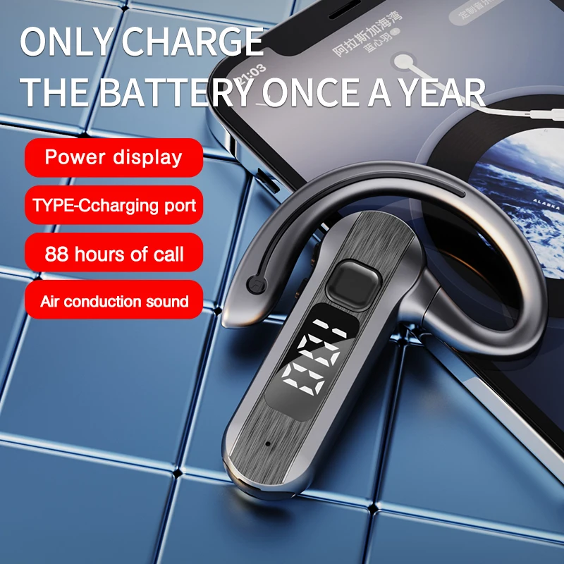 M26 骨伝導ワイヤレスヘッドセット Bluetooth 5.2 ハイパワーデジタルディスプレイ音声制御耳なしビジネスヘッドセットに応答