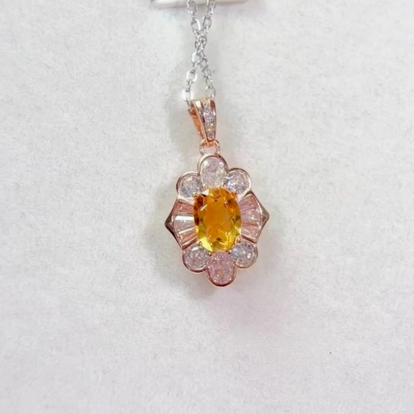 

Классическое серебряное украшение с натуральным цитрином, подвеска 8мм*6мм, 1 карат, цитрин, серебро 925 пробы, с сертификатом