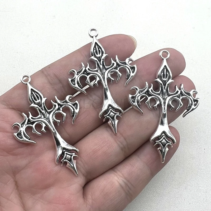 DIY Jewelry Accessories Flame Cross Pendant Personalized Punk Necklace Keychain Pendant