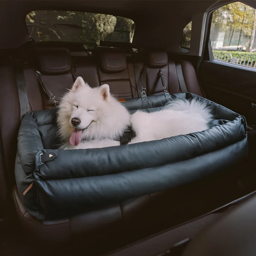 Pet Outing Lathe Luxury Faux Leather Dog Car Seat/Cat Car Bed/Booster Bed Pet Booster Car Seat Dog Cat Travel Seat