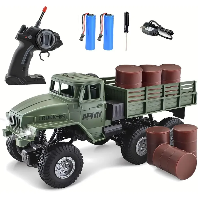 

RC Military Truck 6x6 Road Remote Control Car 1/16 Scale Remote Control Truck 4WD All Terrain Rock Army Transport Vehicle Toy Ve