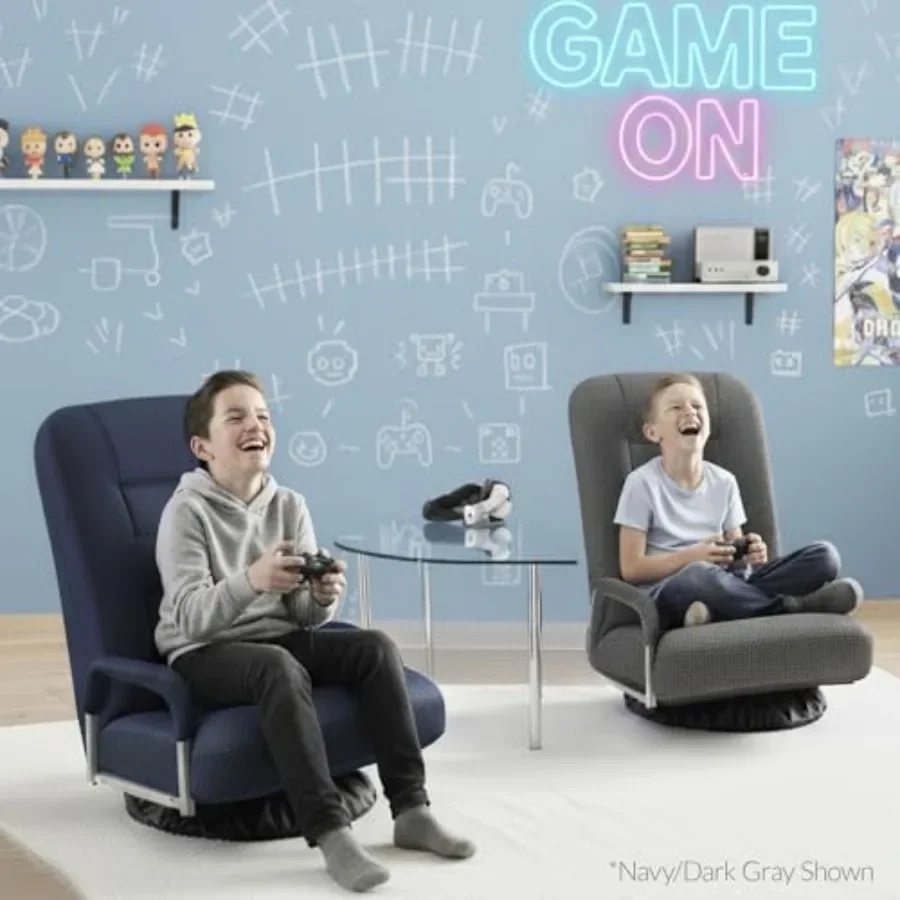 Swivel Gaming Chair for TV, Reading, Video Games: PU Leather, Black, 360 Rotation, Lumbar Support, Adjustable Foldable Backrest
